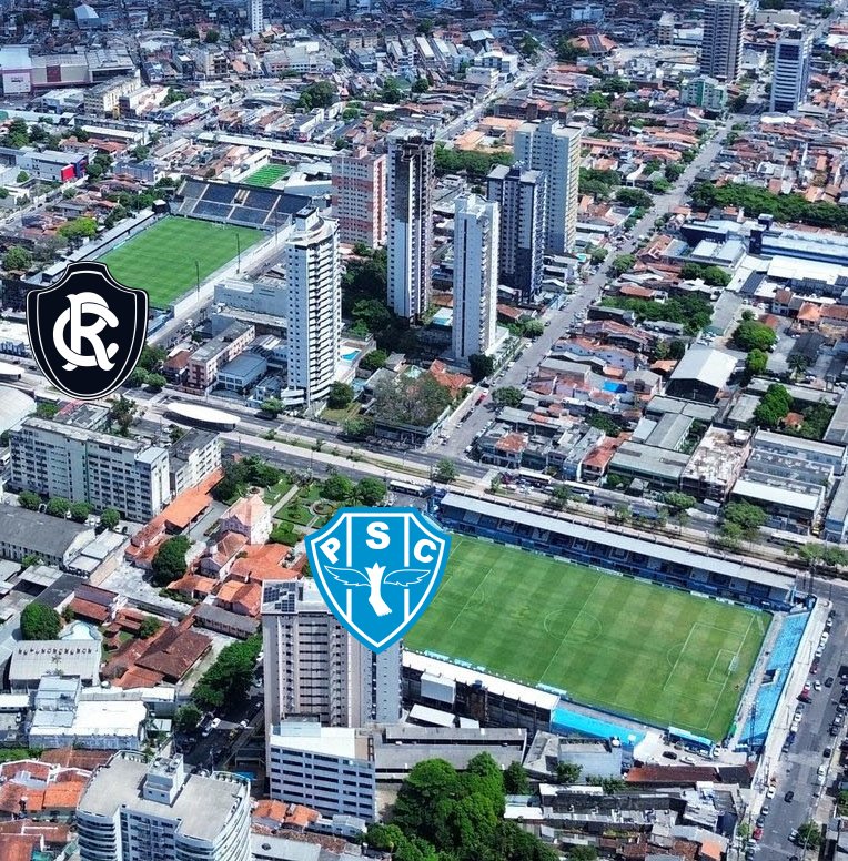 Noitedecopa's tweet photo. VOCÊ SABIA? 🔍 

Remo e Paysandu, os protagonistas do Re-Pa, têm estádios com distância de apenas cerca de 200 metros um do outro? 

Ambos os estádios estão na Avenida Almirante Barroso, em Belém do Pará. Essa proximidade é uma das características mais marcantes do clássico entre os dois clubes, que é considerado o mais jogado do futebol mundial! 🦁⚔️🐺

📷 Imagem original: @Vieira99_