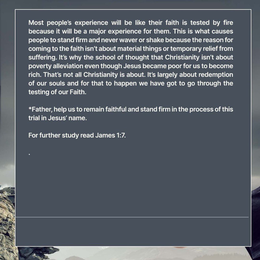 07 | 10 | 25

The Testing Of Our Faith

Hope this blesses you.

Please share with your friends and family members.

#tcniganmu #alonewithGod #dailydevotional