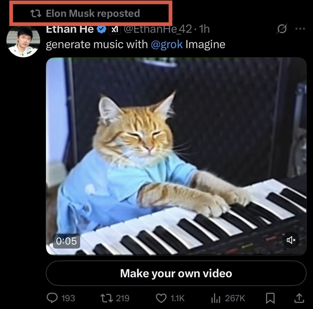Sifter_xyz's tweet image. 🚨 BREAKING NEWS:

@elonmusk reposts the legendary Keyboard Cat meme.

$KEYCAT