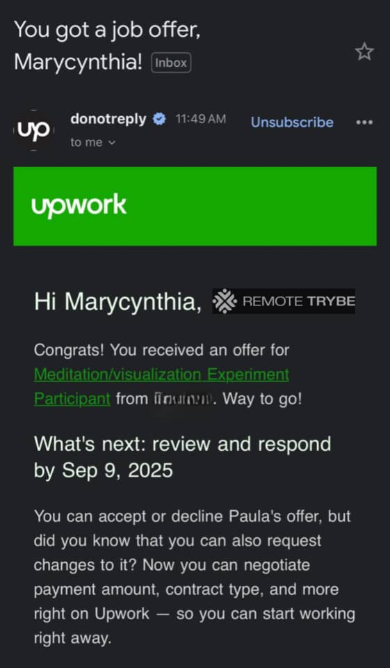 remotetrybe's tweet image. Nothing excites us more than seeing our students land international jobs consistently 💃.

Mary Cynthia started just like every other student, unsure, curious and eager to grow. 

#Wizkid #BBNaijaS10 #Remotetrybe #CHANEL #Redmi15Launch #CustomerServiceWeek #Upworkjobs #Upwork