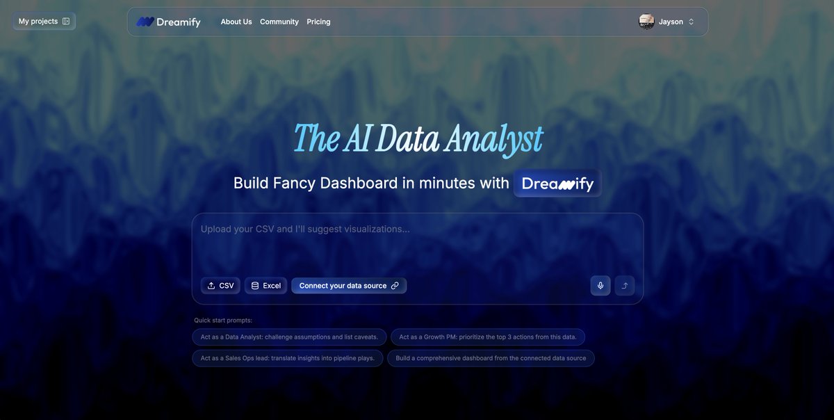 icjayson's tweet photo. @dreamify_dev is coming to 1T club one day

We're building in the very last stage to launch a magic MVP

Keep looking forward to an AI Data Analyst that enable non-tech ones to become a real data nerd 🔥 https://t.co/6qSNyMyJIh