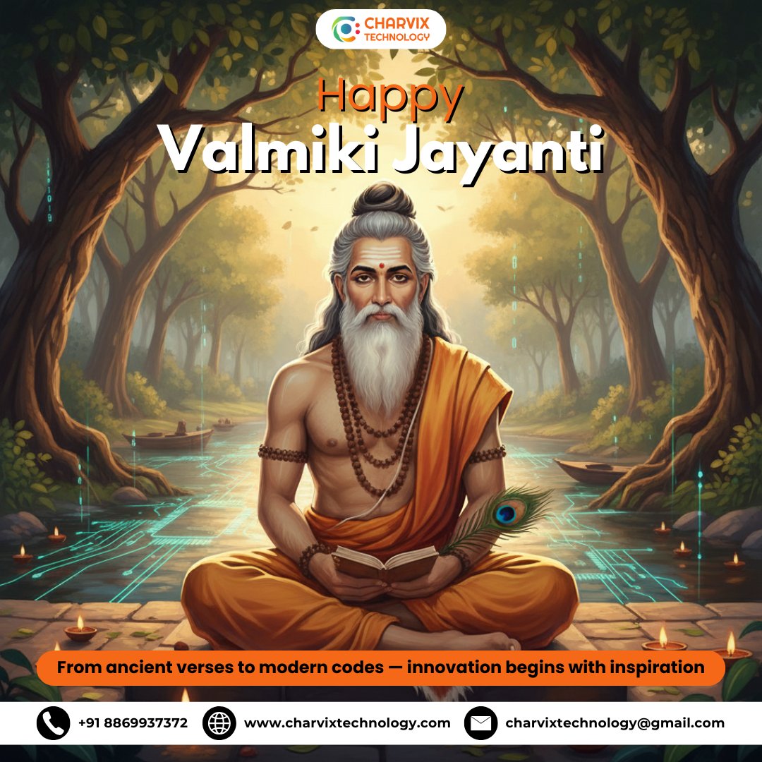 charvixtech's tweet photo. 🌸✨ Happy Maharishi Valmiki Jayanti! ✨🌸
From ancient verses to modern codes — innovation begins with inspiration.
Let’s blend wisdom with technology and build a smarter tomorrow. 💻⚙️

#ValmikiJayanti #CharvixTechnology #TechWithWisdom #InnovationBeginsWithInspiration https://t.co/T2Lg5ZyQg4