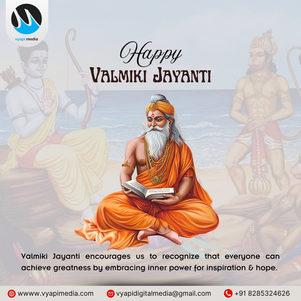 VyapiMedia's tweet image. His epic Ramayana continues to inspire generations, teaching us about duty, sacrifice, and the triumph of good over evil.
May his teachings inspire us all to lead a life filled with truth, compassion, and virtue. Happy Valmiki Jayanti! ✨
#ValmikiJayanti2025 #Ramayana