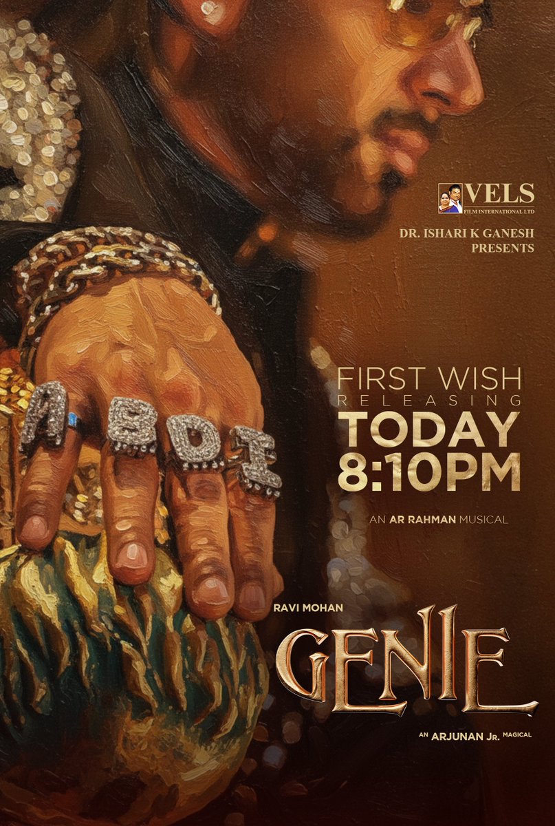VelsFilmIntl's tweet image. There&apos;s MAGIC in the MIX! 💫
Get ready for #AbdiAbdi 💃🏻 releasing today at 8.10 PM! #Genie🧞‍♂️

An @arrahman Musical
An #ArjunanJr Magical 

@VelsFilmIntl @IshariKGanesh 
@kushmithaganesh 
@iam_RaviMohan @IamKrithiShetty @kalyanipriyan #GaneshAcharyaa @PradeepERagav @DoneChannel1…
