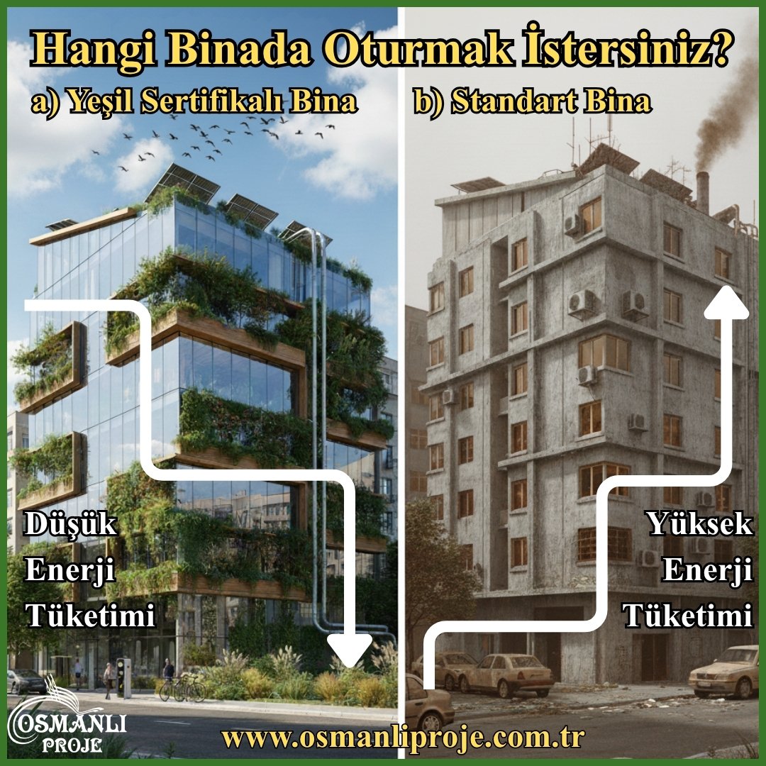 Yeşil binalar; geleneksel yapılara kıyasla çok daha az enerji tüketirler.

Hangi Binada Oturmak İstersiniz?
a) Yeşil Sertifikalı Bina
b) Standart Bina

#yestr #yeşilbina #leed #passivehouse