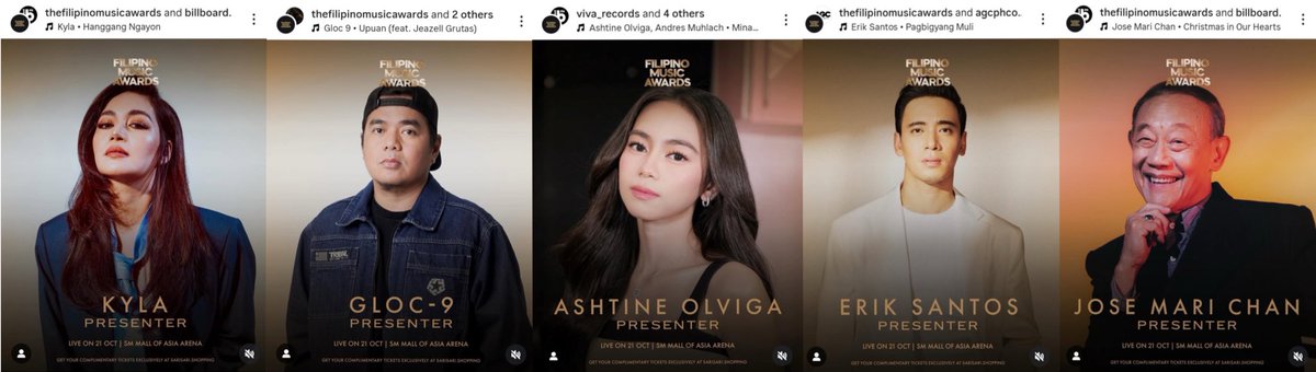 the five presenters for the first-ever Filipino Music Awards