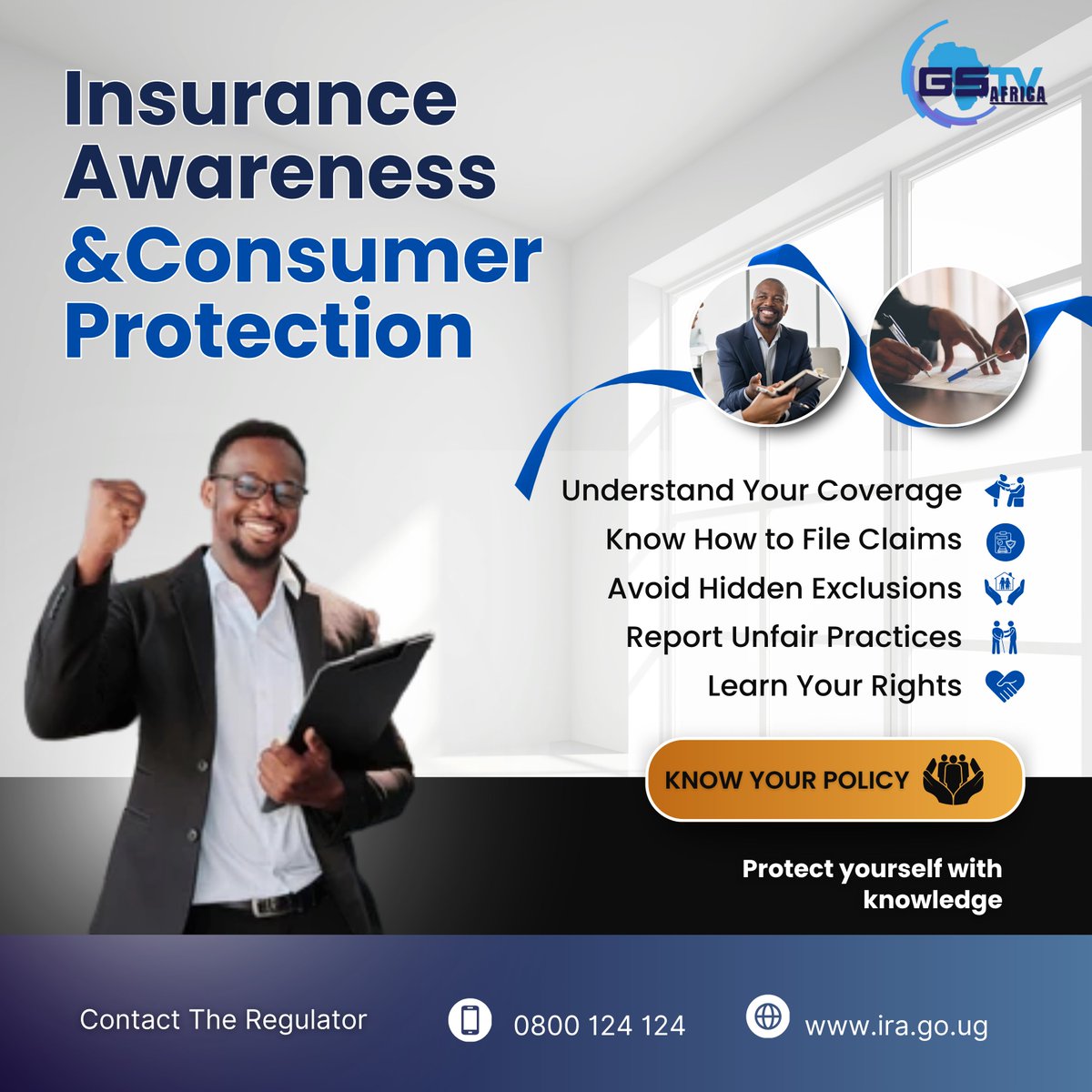 GstvAfrica's tweet image. 🛡️ Insurance awareness begins with you!
Know your policy, understand your rights, and protect yourself with knowledge. 💡
#InsuranceAwareness #ConsumerProtection #KnowYourPolicy #StayInformed #GSTVAfrica