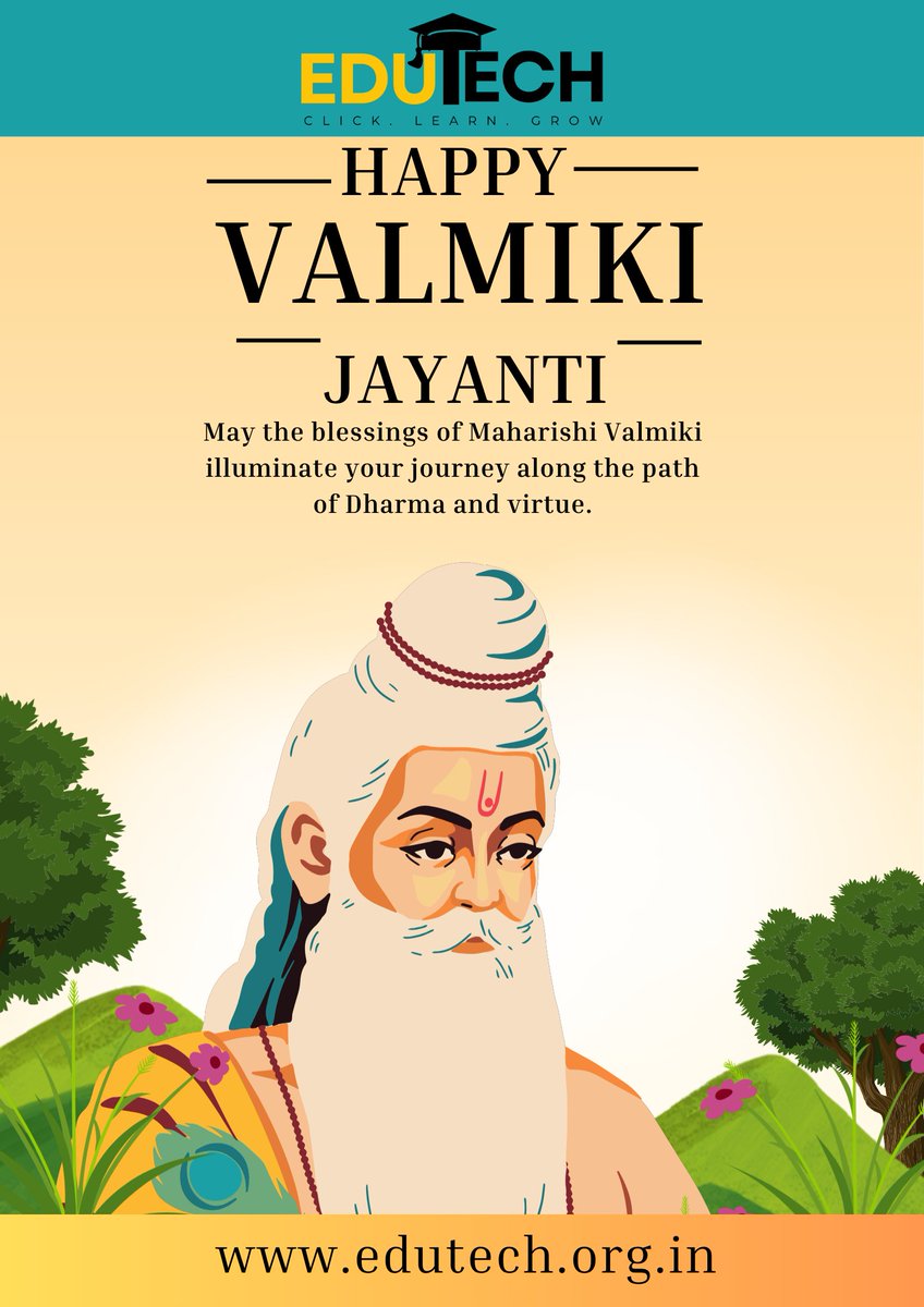 Edutechas's tweet image. Inspiring Knowledge, Embracing Tradition – Valmiki Jayanti at Edutech.
#EdutechRevolution
#DigitalLearning
#FutureOfEducation
#TechInEducation
#InnovativeLearning
#learningwithtechnology
#ValmikiJayanti
#MaharishiValmiki
