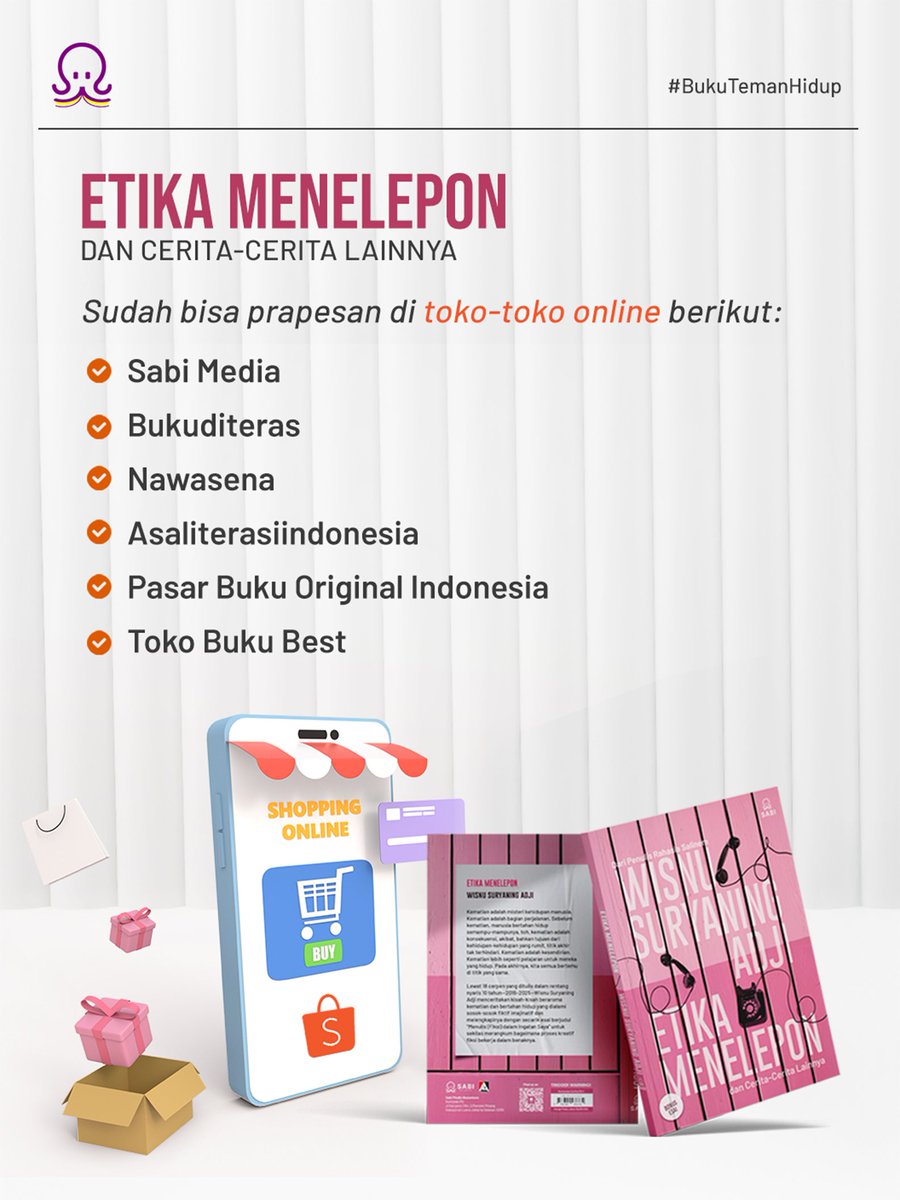bukusabi's tweet photo. Selain di @bukuditeras , buku Etika Menelepon karya @_MasWis juga bisa sobat Sabi temukan di TBO tertera ☺️🙏🏼

Link Shopee di next post. https://t.co/fvkU4odLl3