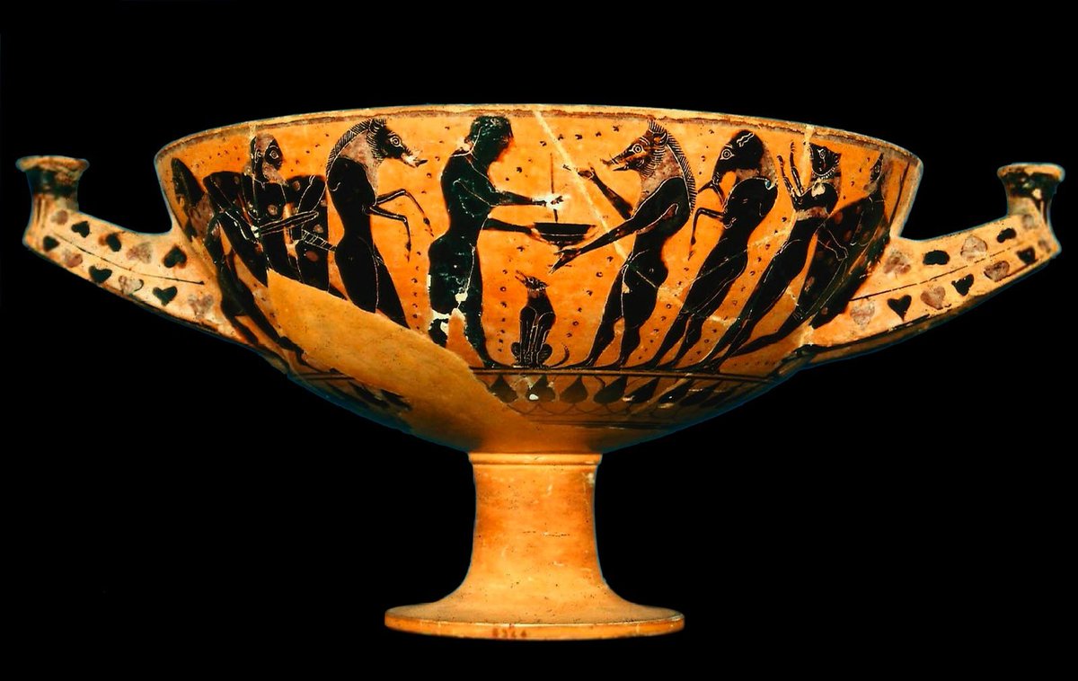 FalqueMonica's tweet photo. #ClassicsTober Día 7 Pharmakis.
Circe giving a pharmakon to Odysseus’s men, who have begun to transmute into animals. Attic black figure vase, c. 550 BCE, Boston Museum of Fine Arts. https://t.co/V3gbbIF5bM
