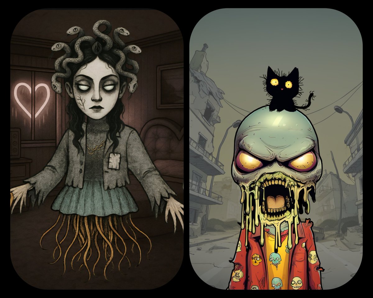 Getting my Spooky Season Nfts happening 💀 👻 .. Gotta head of Snakes and a Kitty on a head 🐉🐱..
<a href="/rottenfrens/">rotten</a> Minted out but <a href="/CryptoYesNo/">Shade Haven</a> (Shade Haven) Still minting dirt cheap 0.000625 Eth ..

app.blever.xyz/drops/shade-ha…