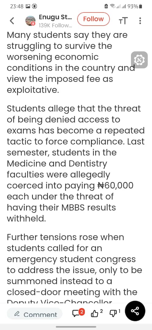 CollegeUnec's tweet photo. NIGERIANS ABEGGG

COME TO THE AID, OF THE STUDENTS OF THE COLLEGE OF MEDICINE, UNEC.

IT'S GETTING HARDER DAY BY DAY ESPECIALLY FINANCIALLY

#SAYNOTOANYDEVLEVY
#NOTO30OR60K
#NOTO30KPAYMENT
#NOTO60KPAYMENT
#FIX_COLLEGE_OF_MEDICINE_UNEC https://t.co/jwivWcTdGX