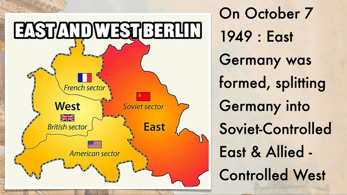 📚 A Quick History Lesson : East Germany 🇩🇪 On October 7, 1949 : East  Germany (GDR) was established in Soviet-controlled East Germany, while the  western part became West Germany. 🌍 What, image size:1200x675