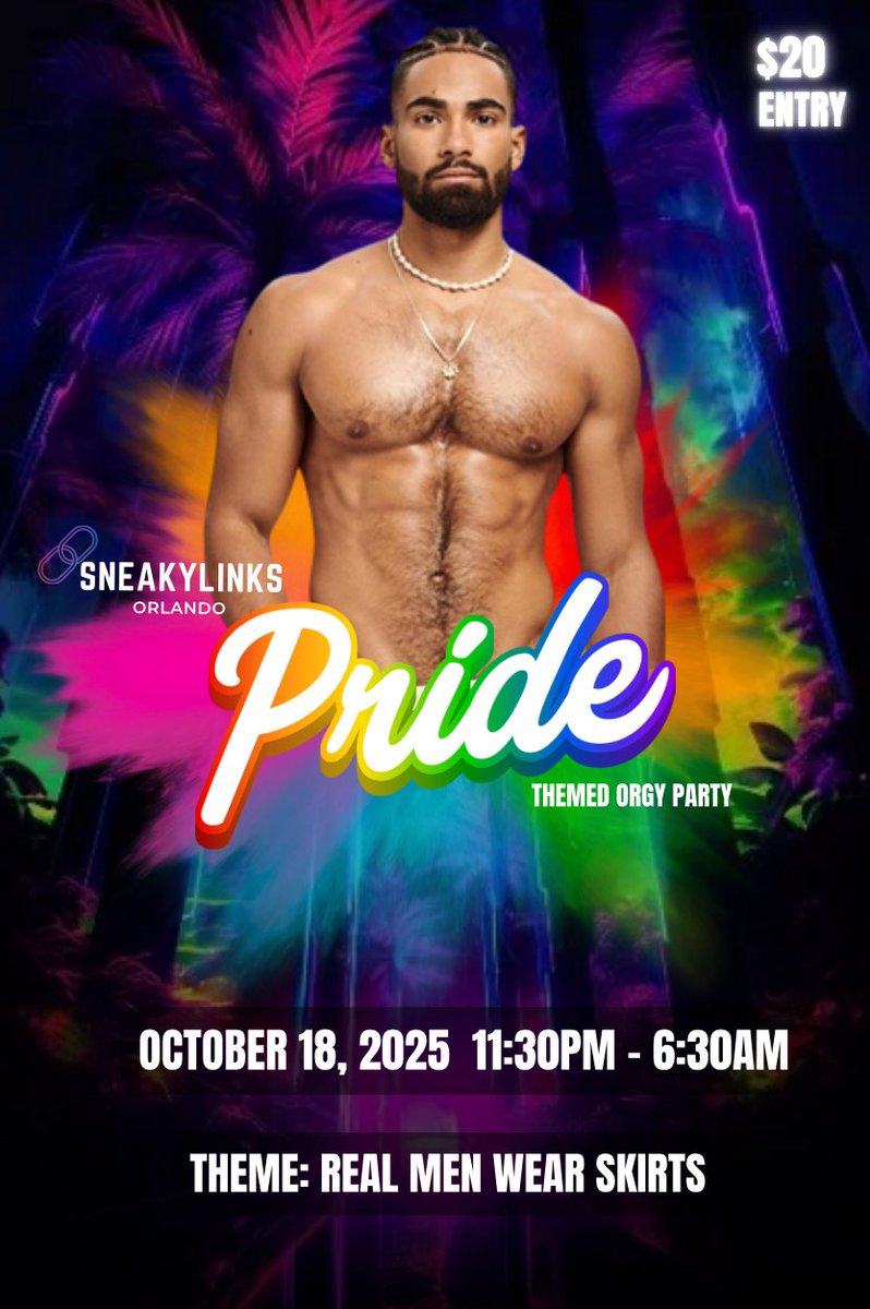 Orlando’s #ComeOutWithPride is right around the corner so we’re bringing the freaks out for a night of fun😈💦

Join us October 18th as we show our pride with non stop freaking at our infamous “Melanin Mayhem” event🥵

We’re switching things up a bit with an all new theme “real