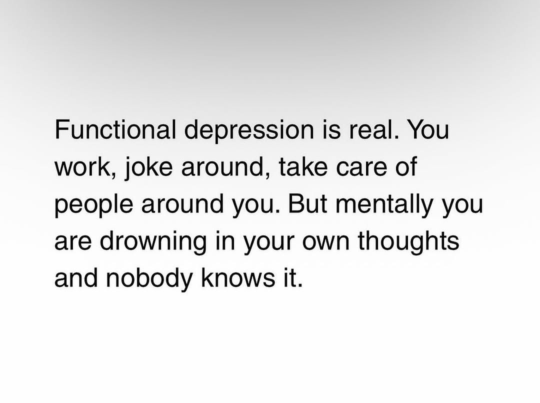 HeartItOut's tweet image. Functional depression is invisible but that doesn’t make it any less real. Let’s talk about it.

[mental health, depression awareness, inner battles, self compassion, healing, mental wellness]
#mentalhealth #mentalawareness #depressionawareness #MentalHealthMatters