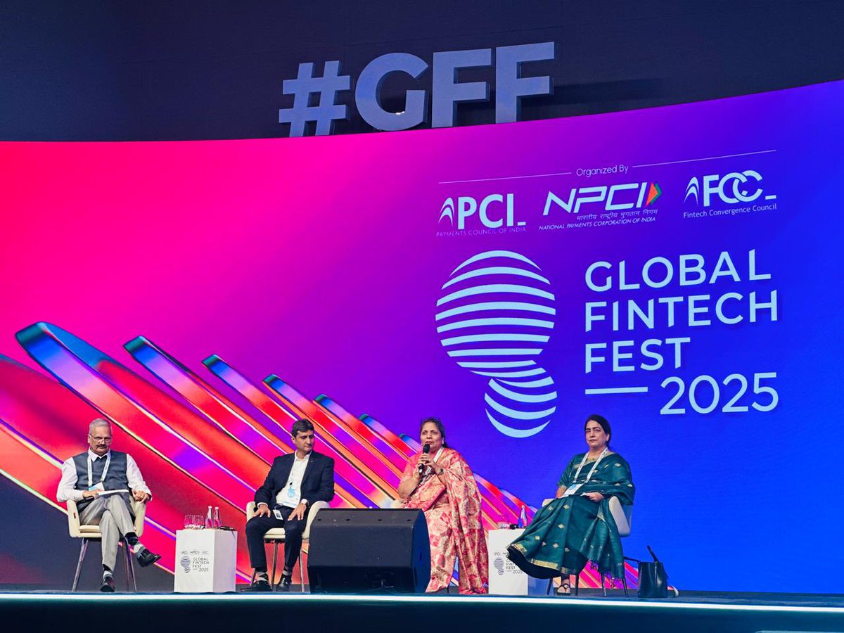 ICCL_India's tweet photo. Live at #GFF2025 ๐
Ms. @VaisshaliBabu joined a panel with leaders from BSE, NSE & SEBI on Technology Resilience & Innovation in Market Infrastructure, highlighting how innovation & safeguards strengthen Indiaโs capital markets.
#TechnologyResilience #GlobalFintechFest2025 https://t.co/VqNSLLK1l6