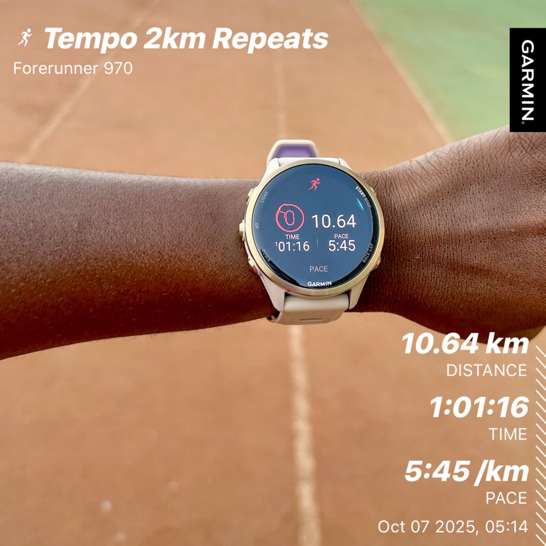 Chooseday Tempo 2KM Repeats done ✔️😁