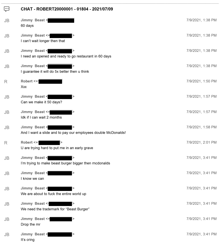 "I want a slide and to pay our employees double McDonalds!"

Another great document dump in the <a href="/MrBeast/">MrBeast</a> Burger lawsuit →