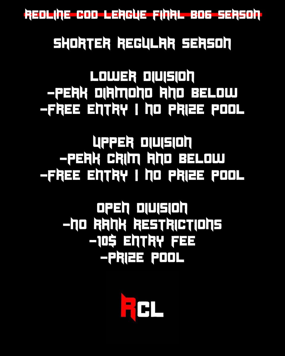 We are running one final season of BO6 as a send off to the game that pushed us to new heights!! 

Come join the discord today to join: discord.gg/SwBZFMhAxd