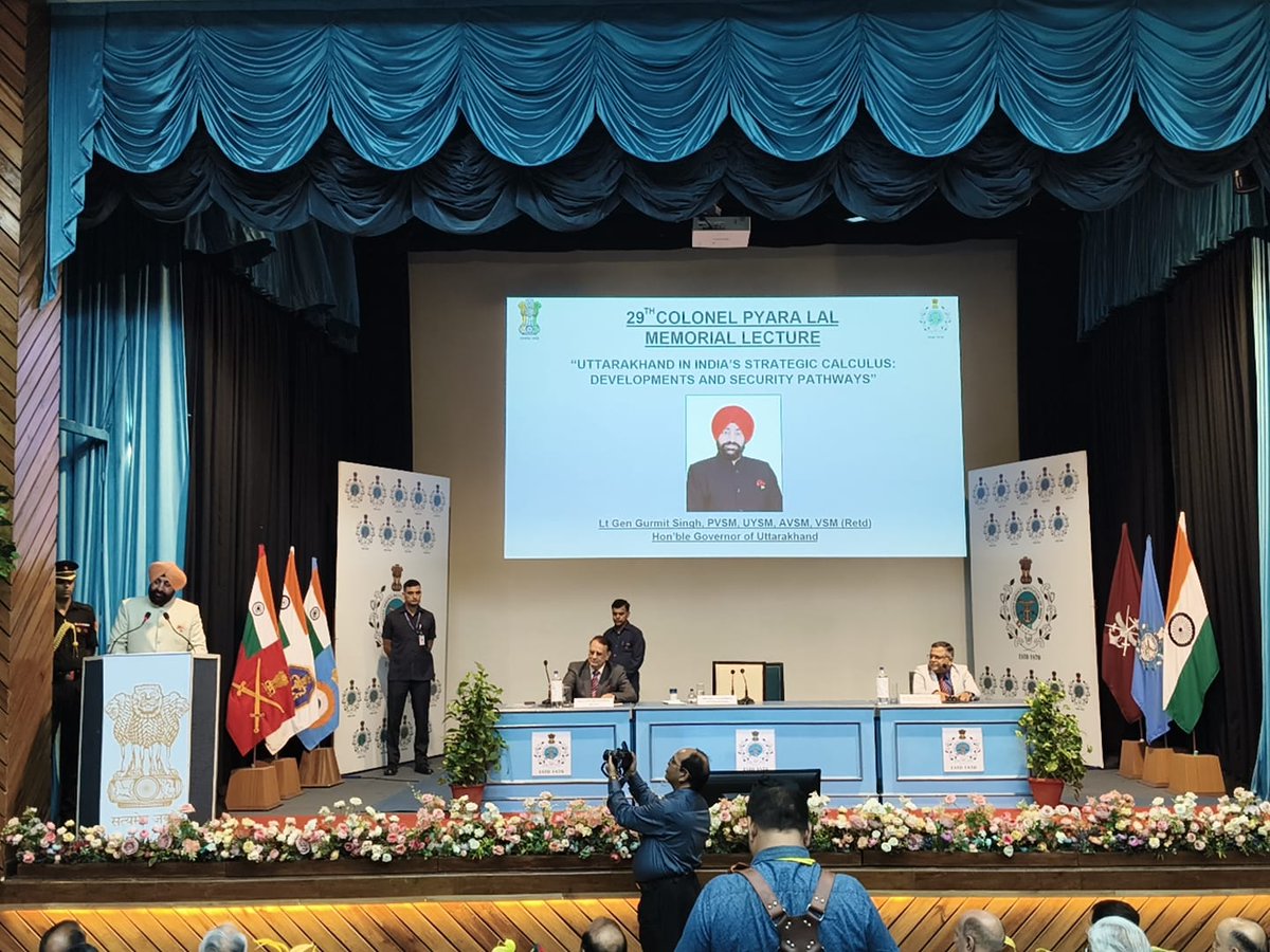 USIofIndia's tweet image. Hon’ble Governor of Uttarakhand expressed delight to be at USI among old colleagues and the new generation.
He spoke on Col Pyara Lal’s contributions, Uttarakhand’s relevance, reverse migration, women empowerment, and the universal application of AI.

#USIofIndia #CS3 #Leadership