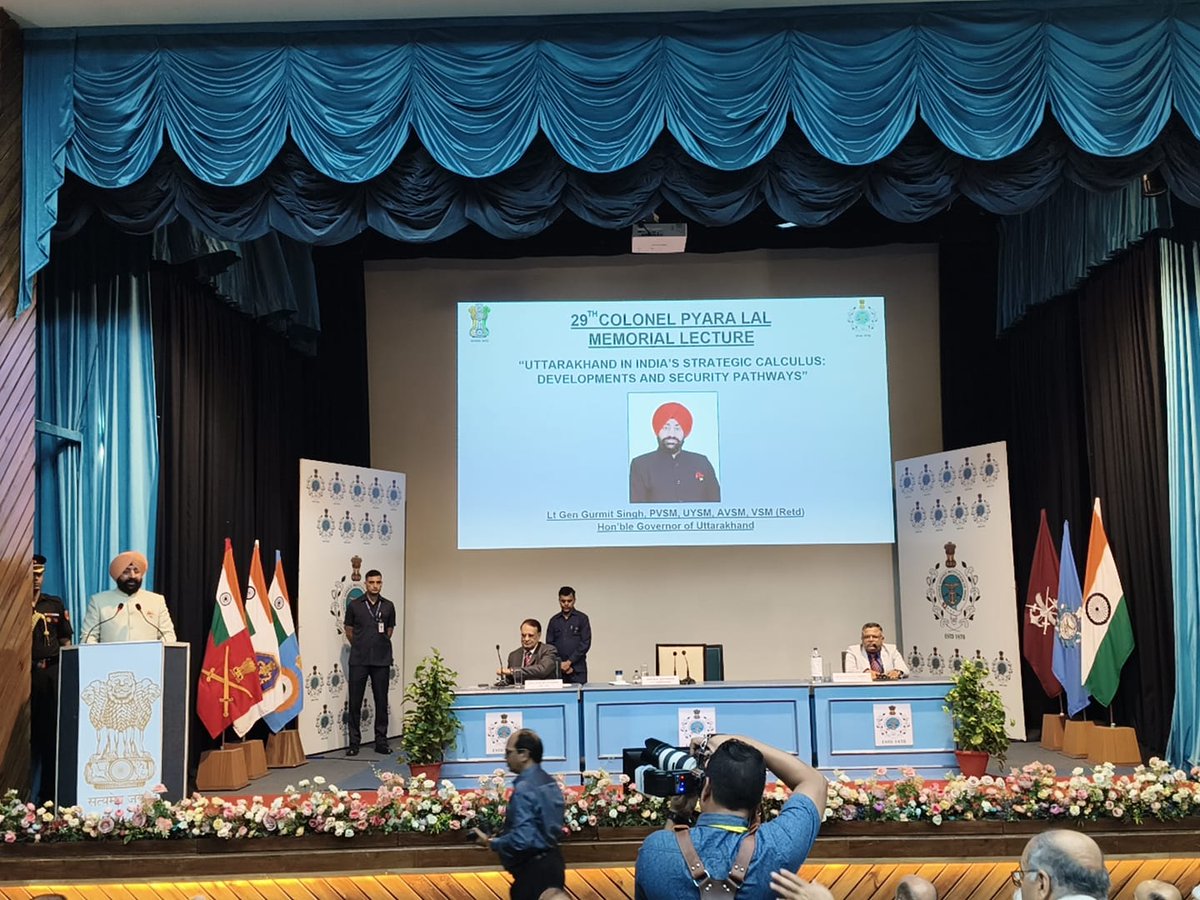 USIofIndia's tweet image. Hon’ble Governor of Uttarakhand expressed delight to be at USI among old colleagues and the new generation.
He spoke on Col Pyara Lal’s contributions, Uttarakhand’s relevance, reverse migration, women empowerment, and the universal application of AI.

#USIofIndia #CS3 #Leadership