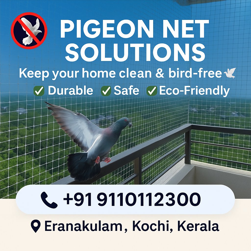AllBirdNet's tweet image. 🕊️ Say Goodbye to Pigeon Problems! 🏠

 ✅ Durable
 ✅ Safe
 ✅ Eco-Friendly

📍 Eranakulam, Kochi, Kerala
 📞 +91 9110112300

#PigeonNetSolutions #PigeonControl #BirdNetting #BalconySafety #KochiHomes #KeralaHomes #EcoFriendlyLiving #CleanHome #SafeBalcony #BirdFreeHome