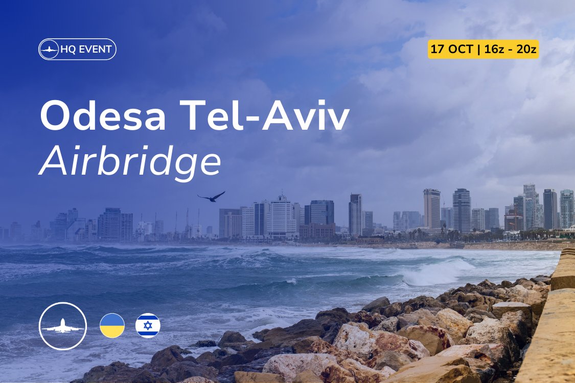 ✈️ Get ready for an exciting Airbridge Event connecting the Black Sea and the Mediterranean! Join us for full ATC coverage, busy skies, and coordinated ops between Odesa (UKOO) and Tel Aviv (LLBG).
ua.ivao.aero/l/kjen #IVAO #Ukraine #Israel
