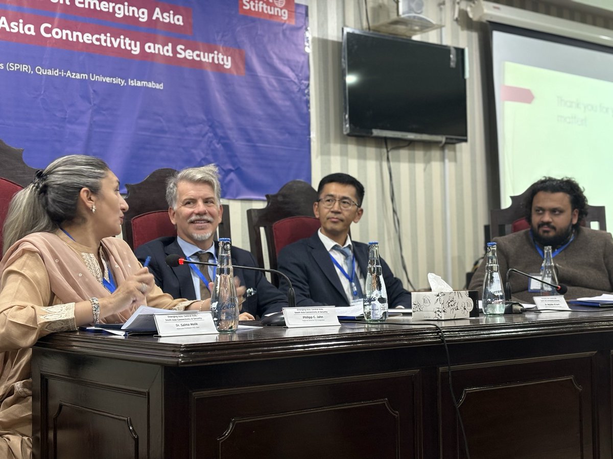 Pakistan holds immense importance and potential for the Central Asian states as they can access the sea ports through Pakistan. ~ Mr Emil Dzhuraev

#SPIR #QAU #FES #EmergingAsia #Conference #SPIRFES2025

<a href="/QAU_SPIR/">SPIR</a> <a href="/FESPakistan/">FES International</a>