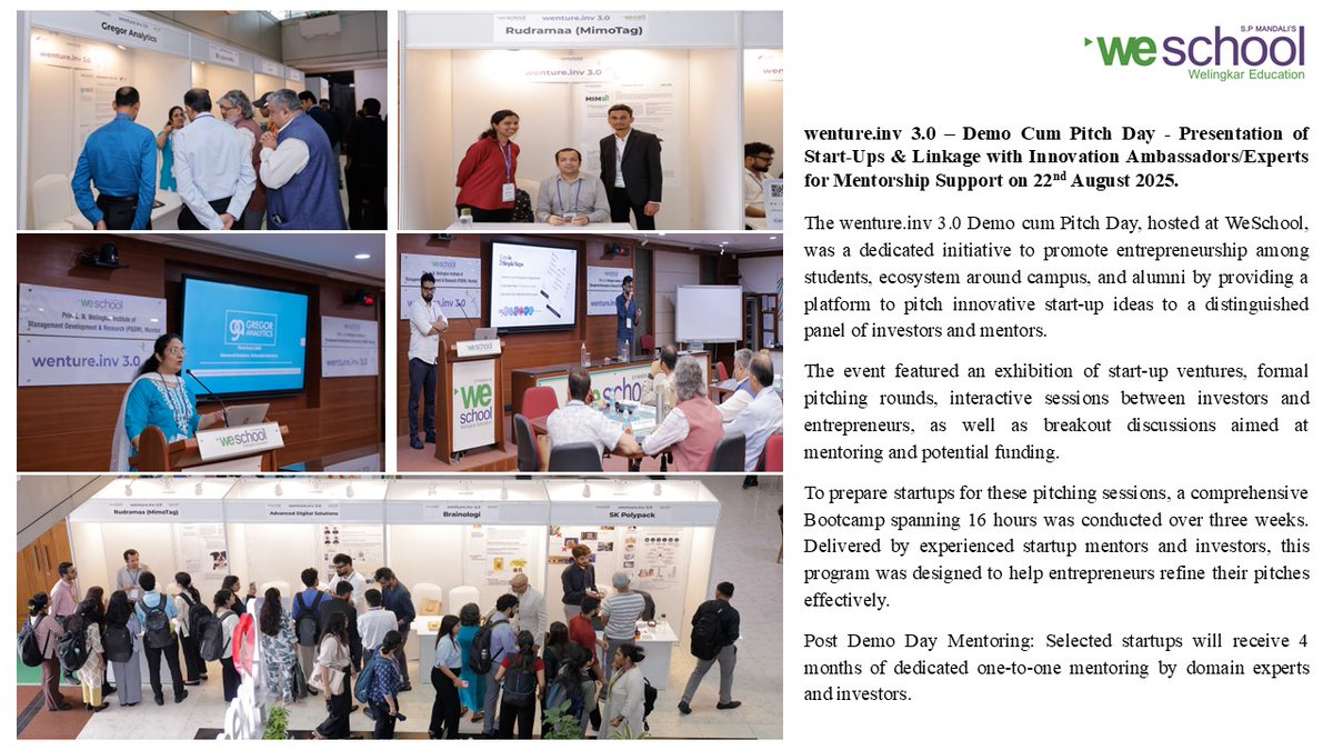 wenture.inv 3.0 – Demo Cum Pitch Day - Presentation of Start-Ups &amp; Linkage with Innovation Ambassadors/Experts for Mentorship Support on 22nd August 2025.

The event featured an exhibition of start-up ventures, formal pitching rounds aimed at mentoring and potential funding.