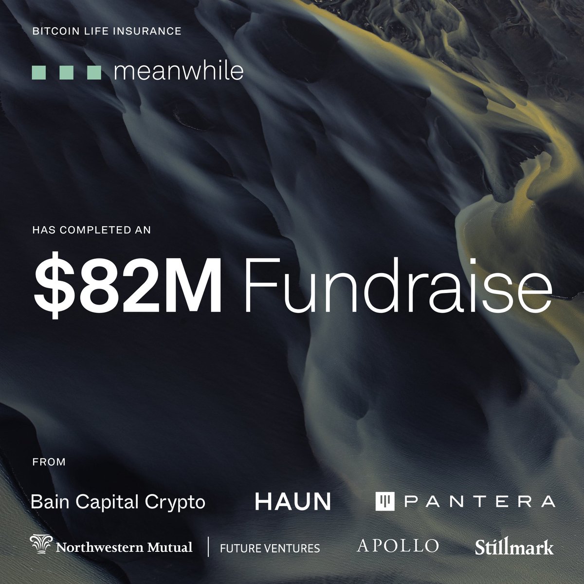 ztownsend's tweet image. Today, at @meanwhilelife, we’re announcing $82M in new funding, co-led by @HaunVentures and @BainCapCrypto with @PanteraCapital

@NMFuture,  @apolloglobal and @HelloStillmark also participated

This brings Meanwhile’s total 2025 funding to $122M