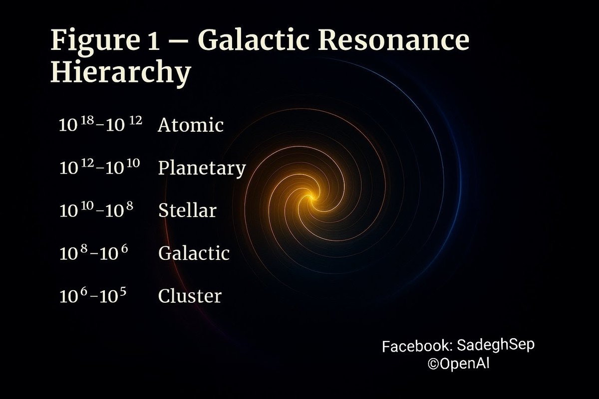Sadeghsepehri's tweet image. Galaxies evolve by resonance, not randomness.
In USP Field Theory, the Milky Way’s field-age exceeds 4×10¹⁴ years — a chronometric harmony connecting atoms to galaxies.
🪐Full paper ↓
zenodo.org/records/172867…
#USPFieldTheory #ResonanceGeometry #UnifiedPhysics #GalacticChronology