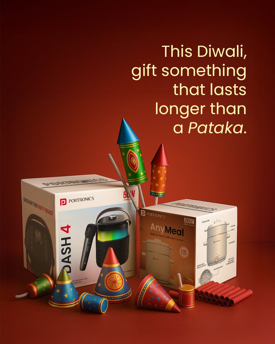 These gifts pack more dhamaka than your usual Pataka! 🎉(&amp; of course last longer)
 This Diwali, gift smarter — gift something that lasts!✨
Explore the gifting range of portronics now on : portronics.com

Also on Amazon, Flipkart, Blinkit, Zepto, Instamart, BigBasket,