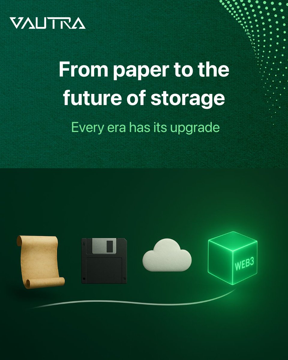 VautraOfficial's tweet image. Every era has its upgrade.
Web3 storage = Vautra.
#NextGenStorage