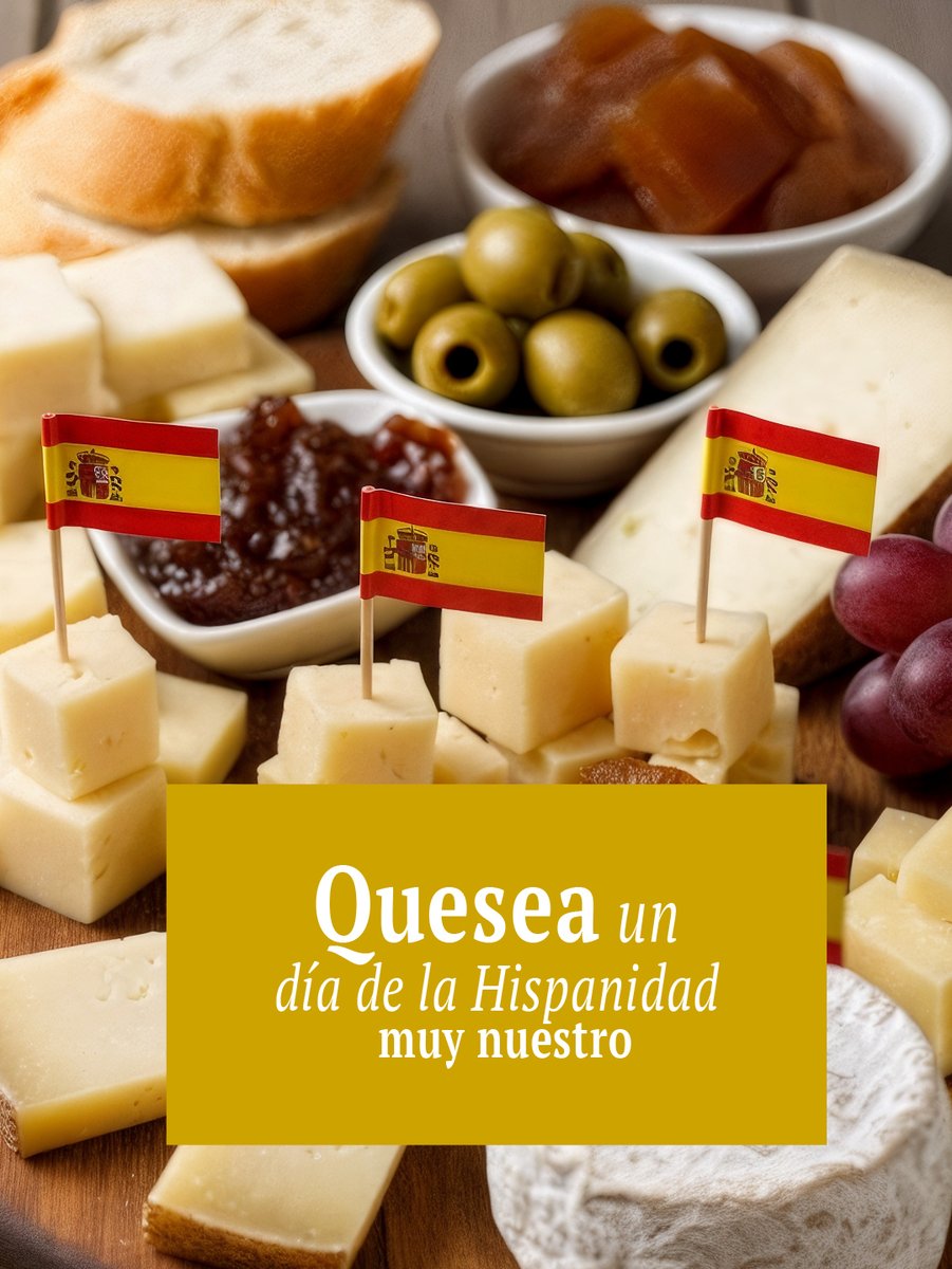 ¡Feliz #DíaDeLaHispanidad! 🇪🇸Que sea un día para disfrutar con los tuyos y brindar con lo mejor de nuestra tierra: los #quesosdeespaña 🧀🇪🇸¡Que viva lo nuestro! 👏 #queseaconquesosdeespaña #quesea #quesos #inlac #3lacteosaldia