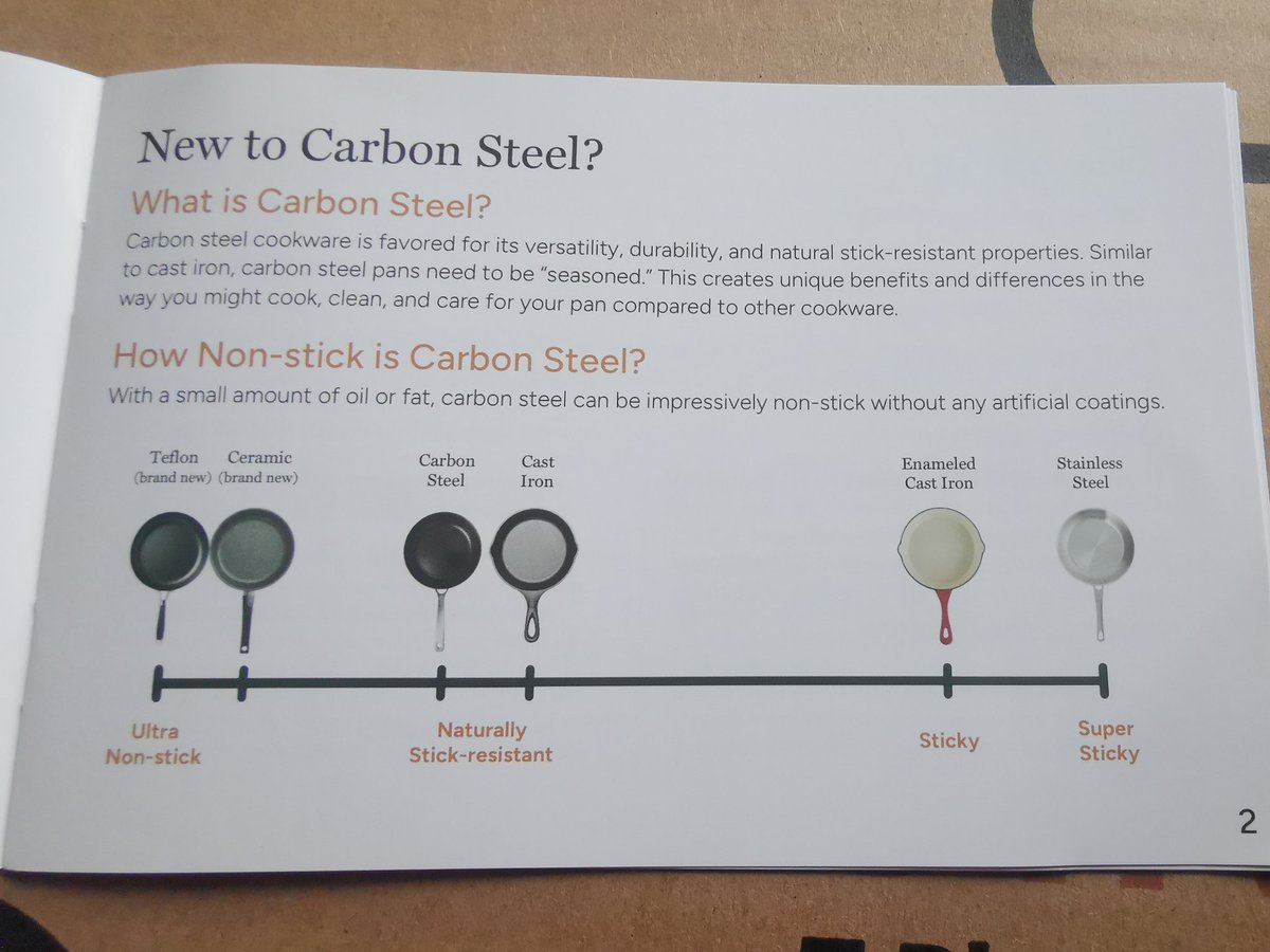 So, brauche jetzt den Rest meines Lebens keine neuen Pfannen mehr. Diese Carbon Clad sollen meine Teflonpfannen ersetzen. Der Aufbau ist wie bei meinen All-Clad Edelstahlpfannen, die oberste Schicht hier aber aus Karbonstahl. Und sie sind sehr leicht im Vergleich zu Gusseisen. 🥰