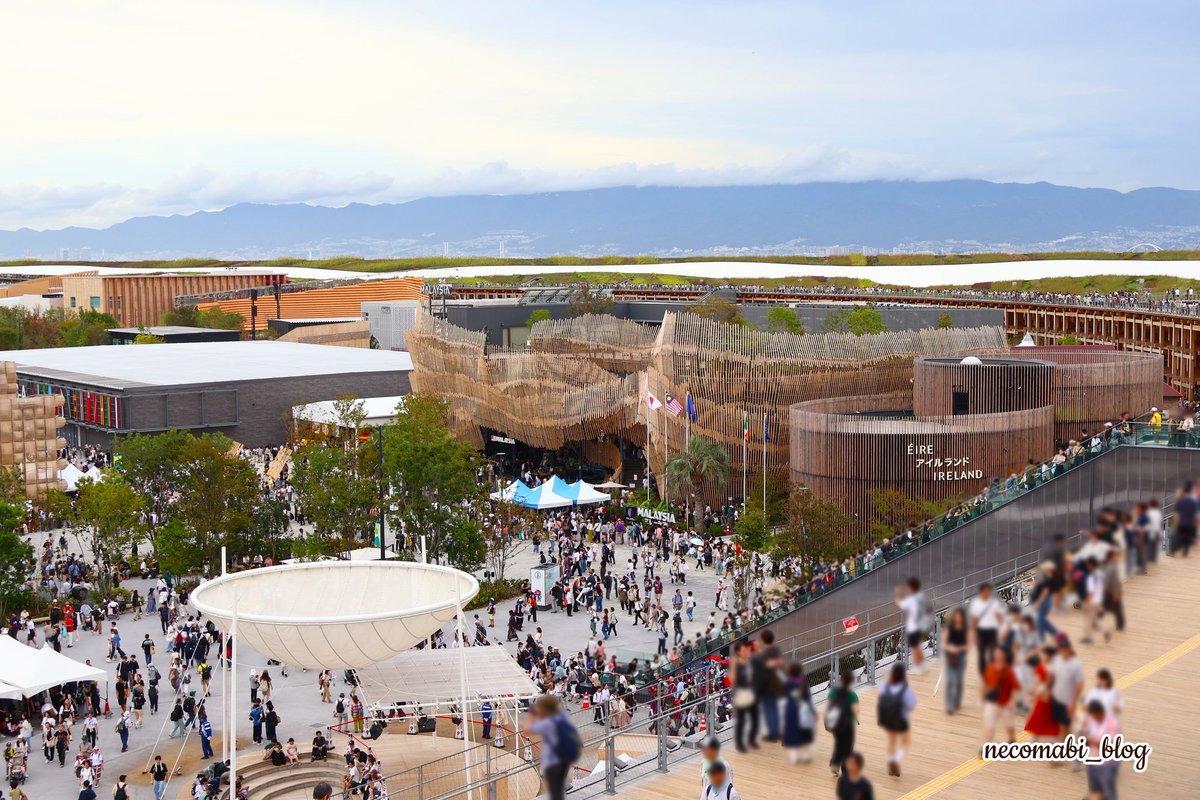 necomabi_blog's tweet image. 大阪・関西万博レポート。

万博のシンボル！大屋根リング💫💫✨
壁のない柱・梁・楔（くさび）のみで構築されているのでとても開放感があり、見上げるとすごい高さでした🤩‼️✨

大屋根リングに登ると、万博会場内の様子をぐるりと見渡せますよ♪

#大屋根リング
#大阪・関西万博 #EXPO2025