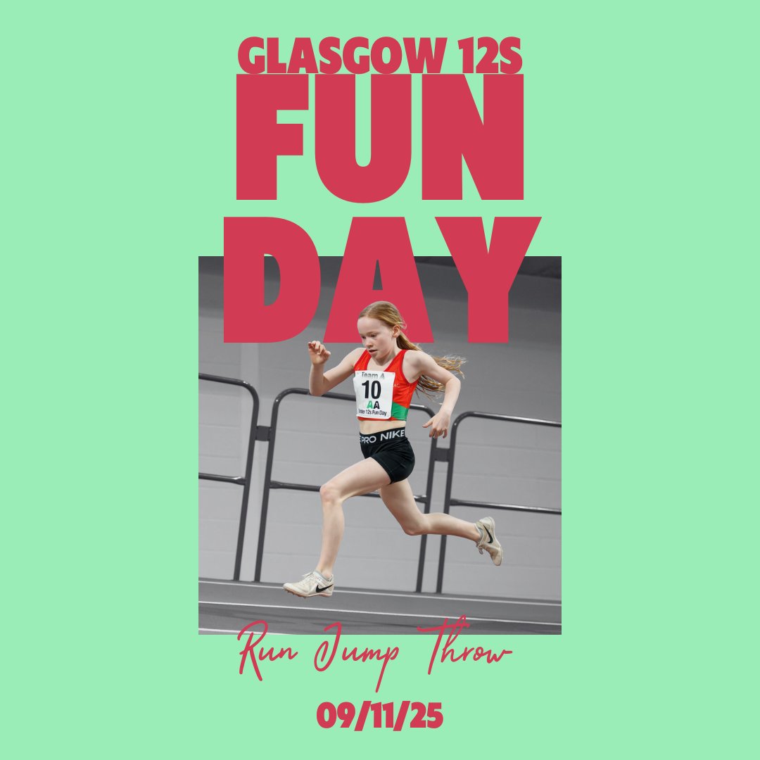 Reminder - entries open TOMORROW at 19:00:
q-buster.co.uk/glasgow-12s-fu…

100 athletes 
5 events 
Full morning of athletics fun!!!😜🥳🤩