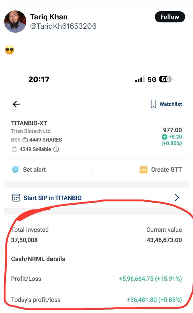 Prince_0851's tweet image. #TITANBIO have to fall primarily due to the a Road Side Chhapri type  #Operator Manish Goel @StockGoel selling 😢 after trapping  🪤 Masoom 👦 #RetailJanta like @TariqKh61653206

How @TariqKh61653206  is trapped 🪤 when he is in handsome profit of more than 6L ? (3/n) 🤔