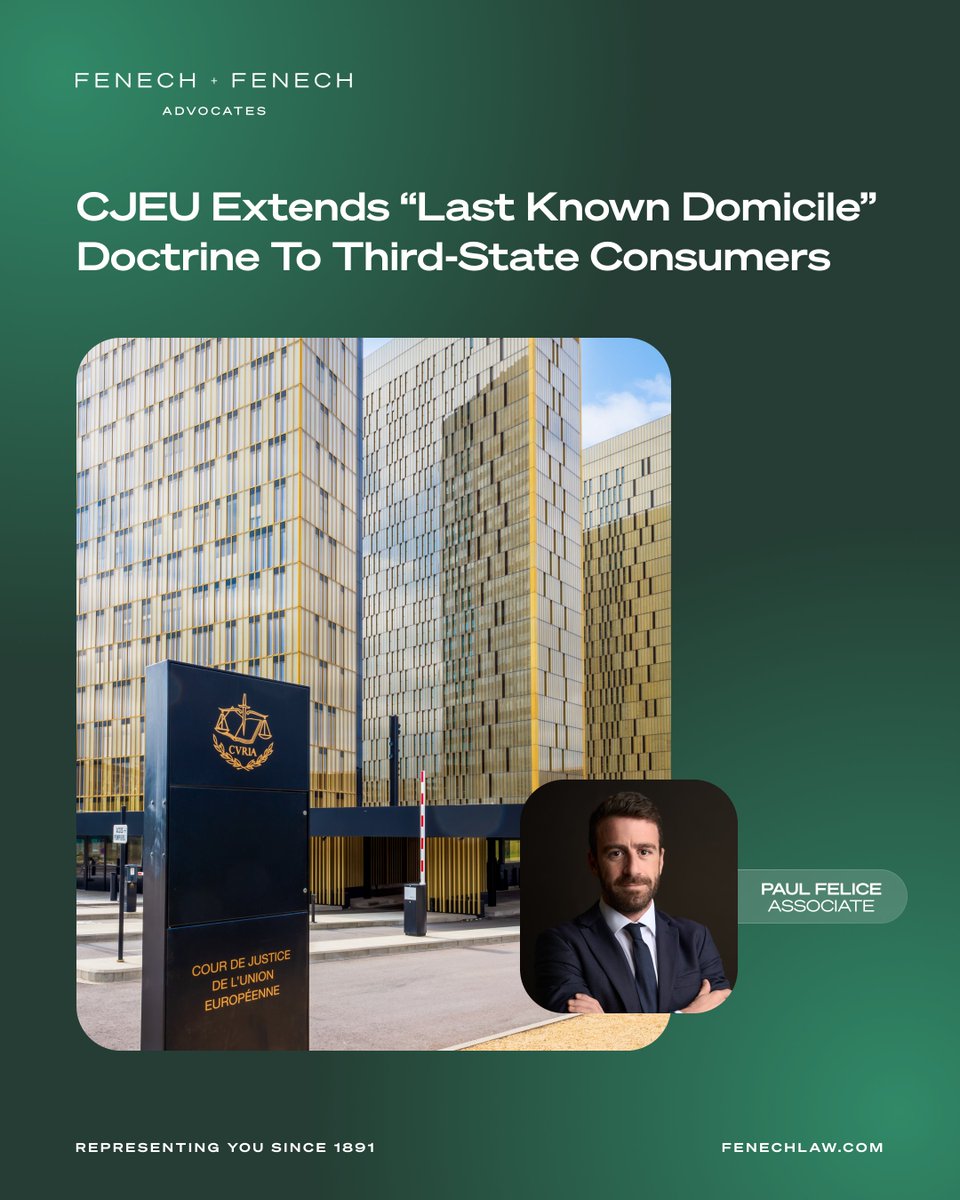 FF_Advocates's tweet image. Paul Felice, Associate in the Corporate and Commercial Department, explores the recent CJEU ruling clarifying jurisdiction rules in consumer disputes involving third-state nationals with unknown domiciles.

Read more: lnkd.in/eNYTcP5N

#CrossBorderLitigation…