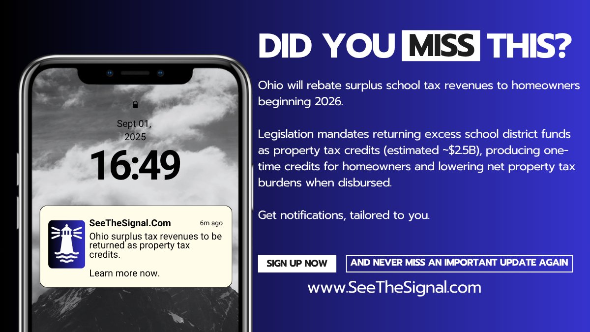 AmericaNotified's tweet image. Homeowners in Ohio are due a tax credit. Did you know about this?

Don't miss changes like this in the future - get personalized alerts of changes that impact your finances, only at SeeTheSignal.com

#ohio #taxes #taxcredit