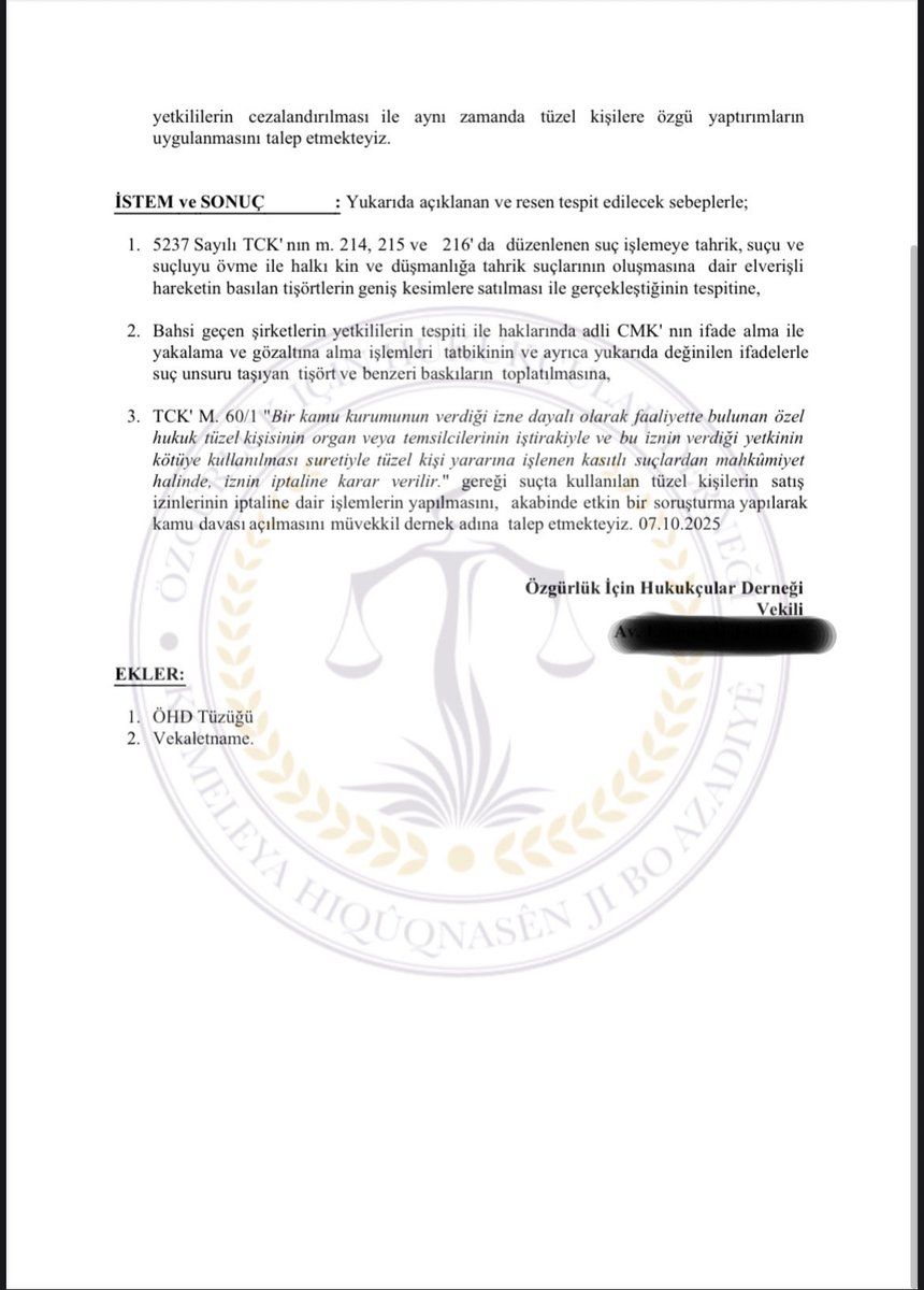 Türkiye’nin yakın siyasi tarihinde
faili meçhul cinayetlerin sembolü haline gelen “Beyaz Toros” ifadesinin basıldığı tişörtlerin Trendyol isimli online alışveriş platformlarında satışa sunulmasına dair ilgili kanun maddeleri uyarınca Diyarbakır Cumhuriyet Başsavcılığına suç
