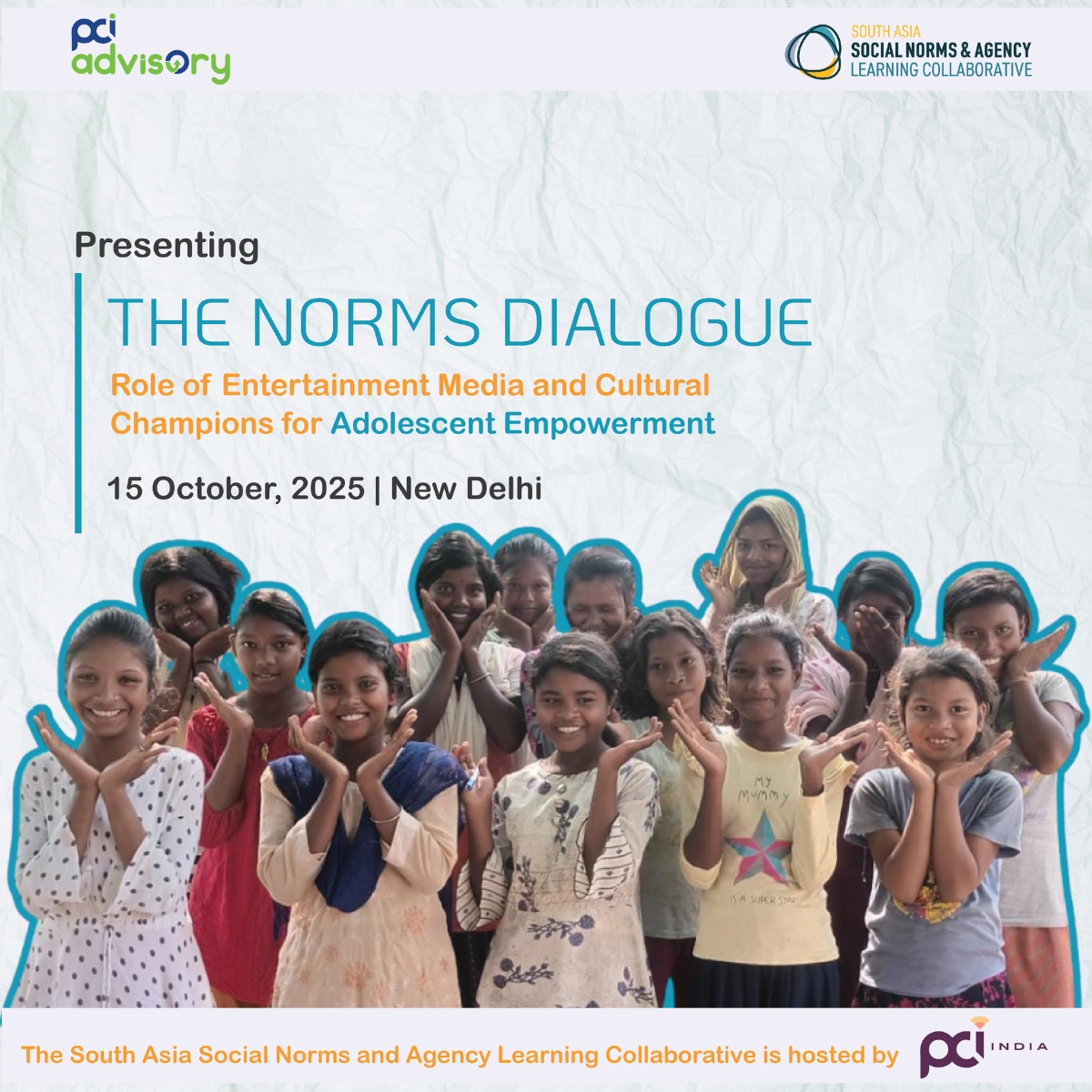 #SaveTheDate
Join us at #TheNormsDialogue: Role of Entertainment Media and Cultural Champions for #AdolescentEmpowerment
🗓 15th October 2025
 📍 New Delhi

Write to vtatkar@pciglobal.in or southasialc@gmail.com  

#SocialNorms #Agency #BehaviorChange #SASNALC #PCIIndia