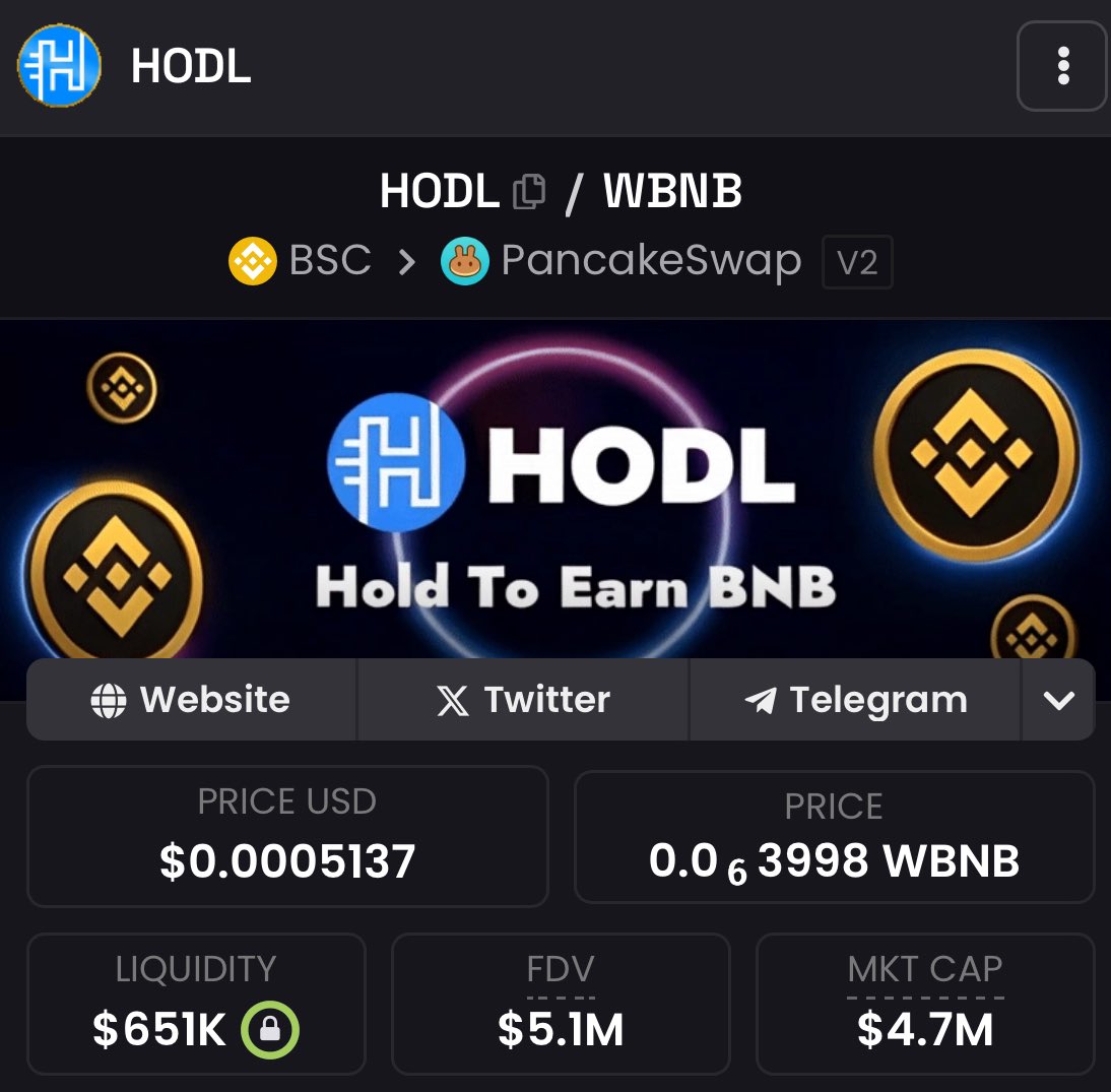 I turned $50 into $10k with $HODL in 2021 - It’s incredible to see them still active FOUR years later

They are the pioneers for hold-2-earn 

HODL and earn BNB - simple as that 

Pleasantly surprised to see how much BNB I’ve collected from hodling the last 4 years 🙌