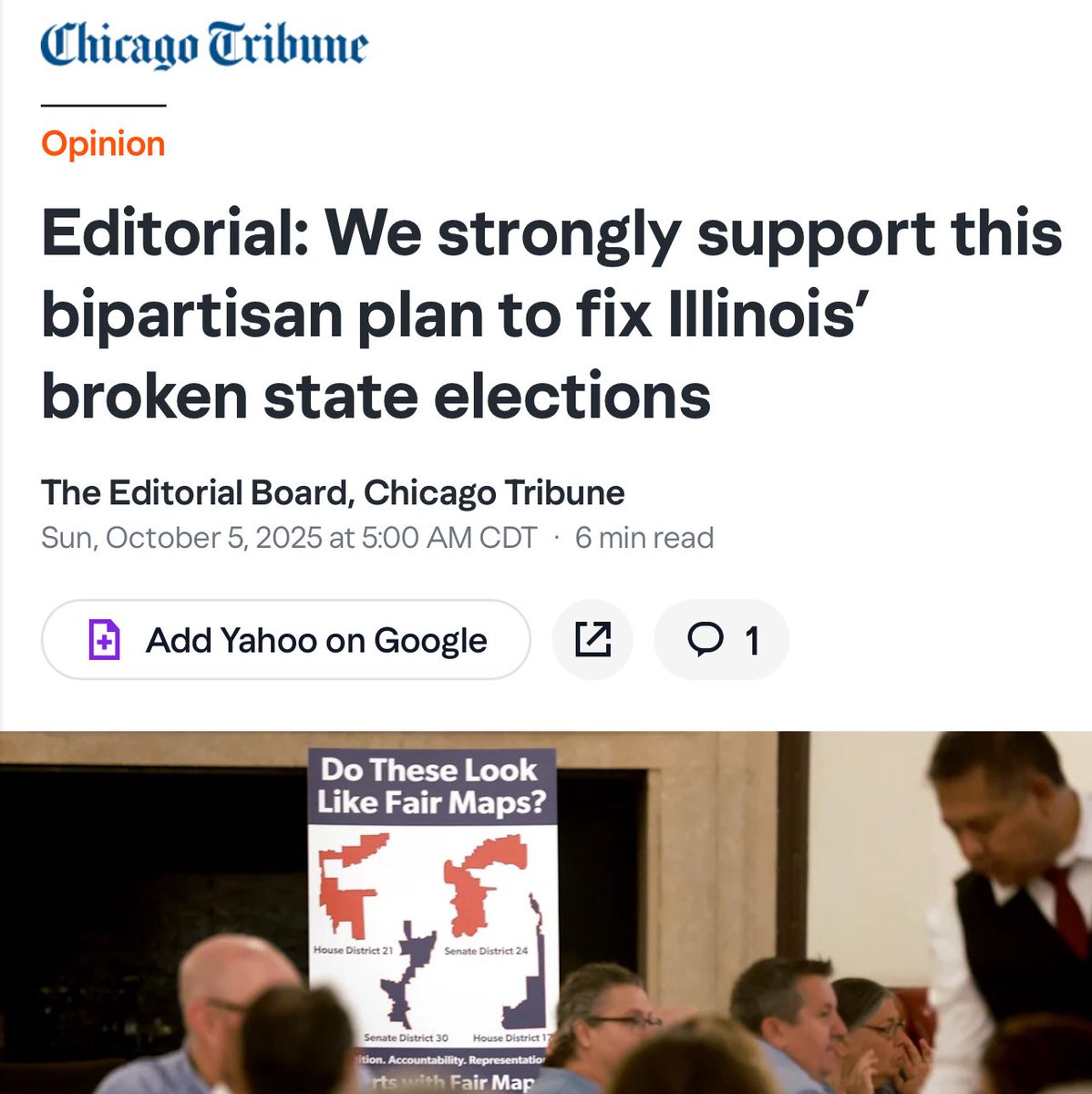 In Illinois, in most districts, voters don’t choose their officials, politicians do. Just 4% of Illinois State Rep races are considered competitive! From the article:

 “Illinois voters should seize on this chance to reclaim their democracy in 2026. Success will mean the