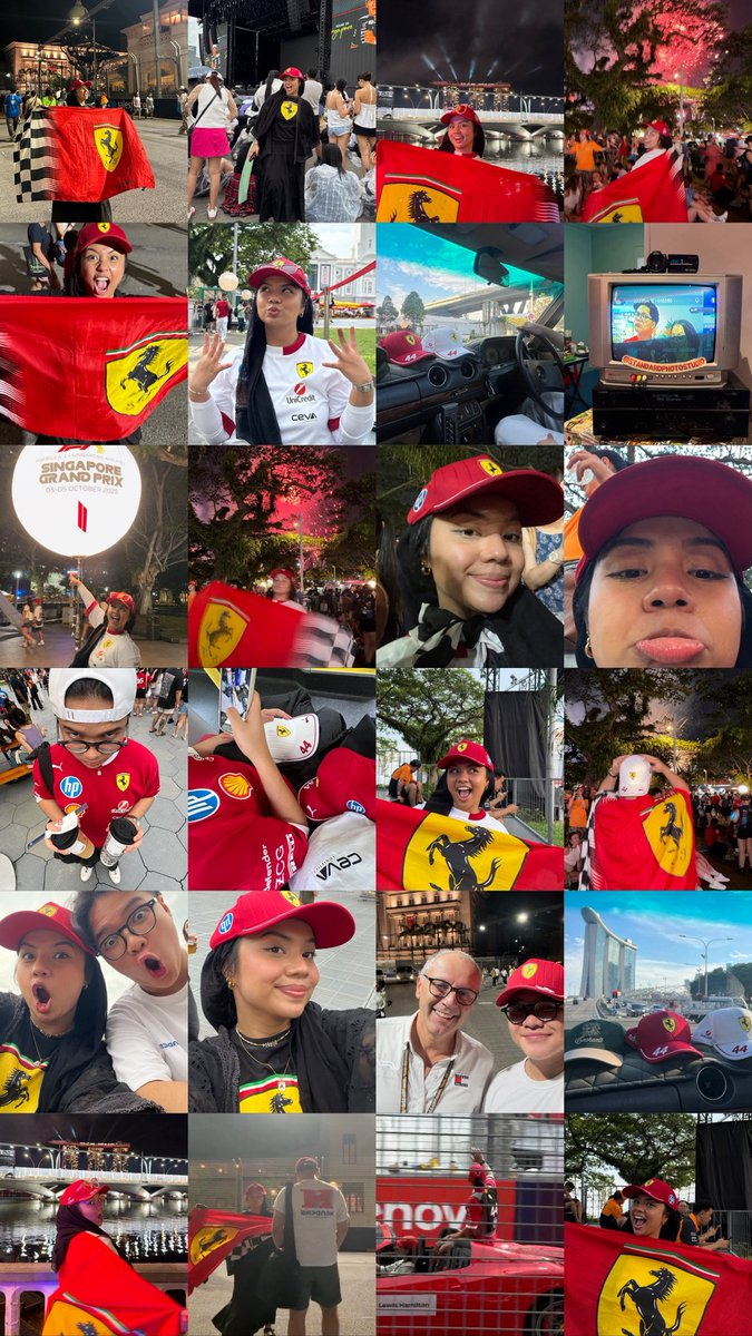 formulasfy's tweet photo. Singapore grand prix ‘25! 

First race in red after over a decade (kinda nervous) also yes we came across stefano domenicalli on the track https://t.co/ca8X9X86Qy