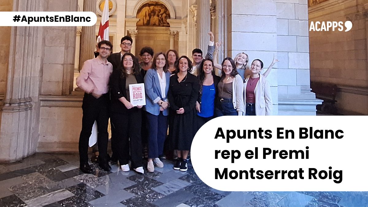 Felices d'haver merescut el segon premi Montserrat Roig en comunicació social pel documental #ApuntsEnBlanc.
Un premi, per nosaltres, al documental i sobretot, als i les joves universitàries amb #sordesa. A la seva veu, reinvindicació i esperança. Sou molt grans 🧡