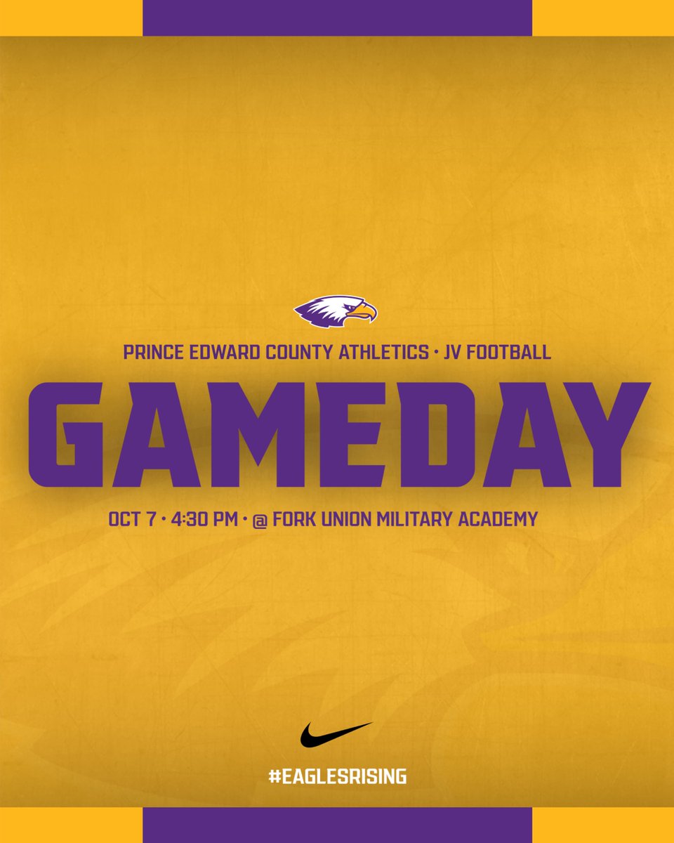 🦅 GAME DAY for the Eagles!
🏃‍♀️ XC @ Cumberland HS – 4:30 PM
🏈 JV FB @ Fork Union – 4:30 PM
🏐 VB @ Randolph-Henry HS – JV 5:30 | V 7:00
Let’s go #PrinceEdward! 💜💛
#EaglePride #GoEagles #PurpleAndGold #Purple #Gold #XC #Football #Volleyball #EagleNation #EaglesRising