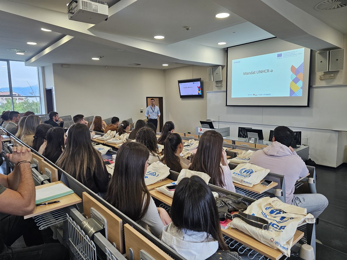 UNHCRMontenegro's tweet photo. 📚🤝 Through the UNHCR–UDG partnership, Law students at the University of Donja Gorica are diving into 8 weeks of learning on refugee law and statelessness.
They’ll apply their knowledge in a moot court marking International Human Rights Day.
Justice in action! ⚖️🌍
#WithRefugees https://t.co/AXJ8FF1y8j