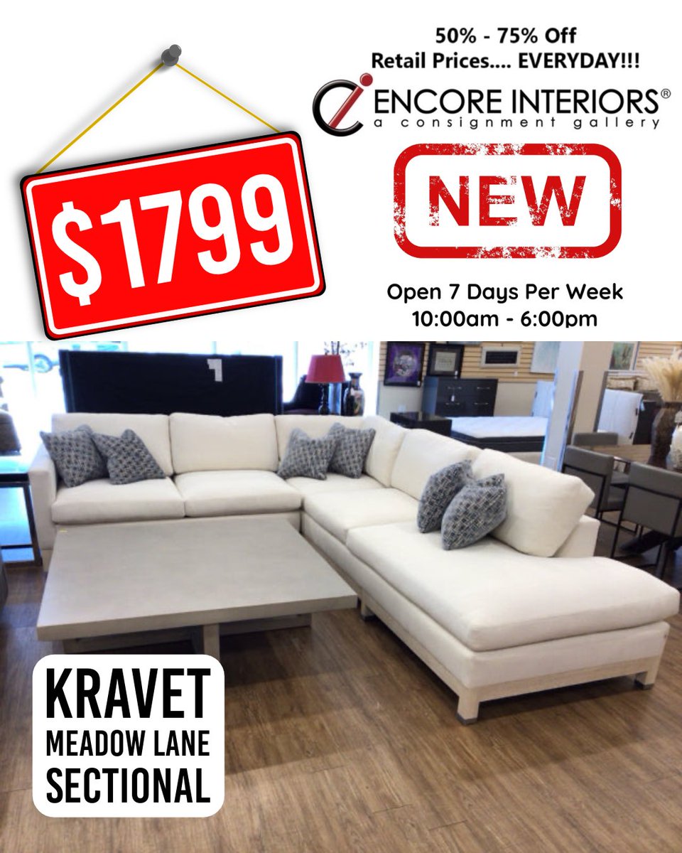 ConsignmentFLA's tweet image. Sink into comfort and style with this Kravet Meadow Lane Sectional — plush, modern, and made for relaxing in luxury.

#EncoreInteriors #ConsignmentFinds #HomeDecorDeals #LuxuryForLess #FurnitureGoals #InteriorInspo #HomeStyle #BocaRatonFurniture #DesignOnABudget #Kravet
