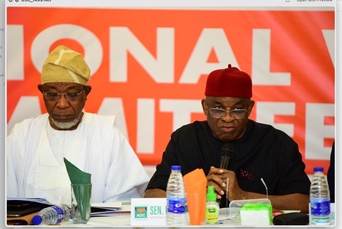 iamhistory_'s tweet image. Brief remarks by the National Chairman of the ADC, Sen. David Mark at the NWC meeting of the party.

October 7, 2025

1- We begin with a conviction that Nigeria can, and will, work for everyone — and with a commitment to build a party bigger thank any personality , stronger than…